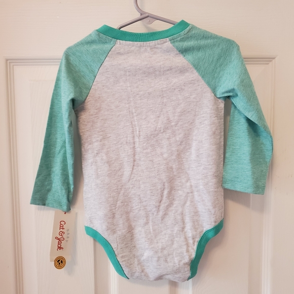 NWT cat & jack 18 months Teal and grey onesie - Picture 8 of 8